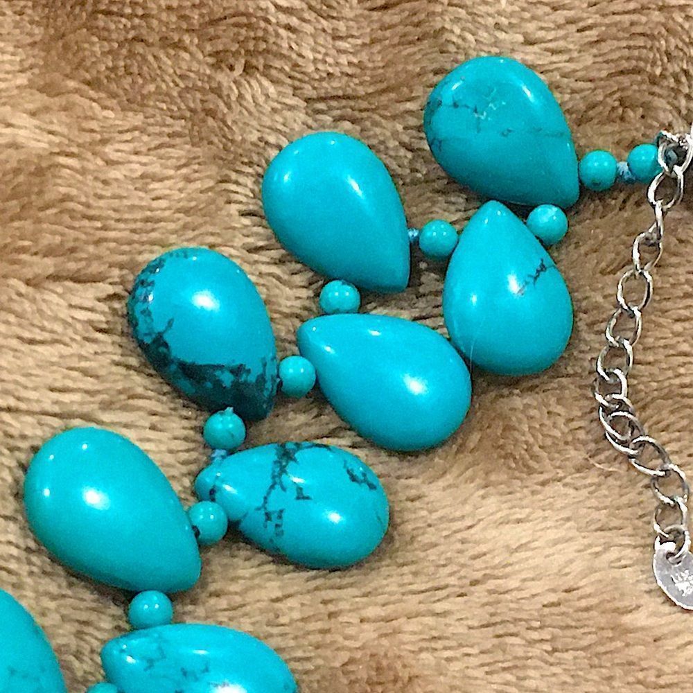 VINTAGE LUC Turquoise Bidirectional Sterling Silver Necklace - Picture 2 of 14